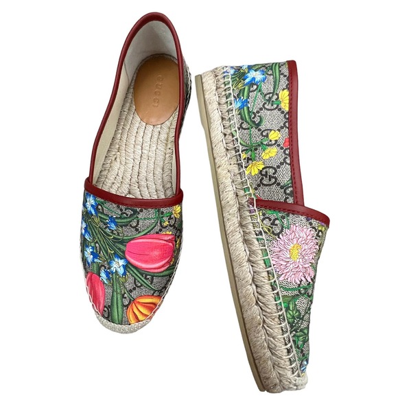 GUCCI GG SUPREME MONOGRAM FLORA ESPADRILLES COATED CANVAS - Picture 8 of 8